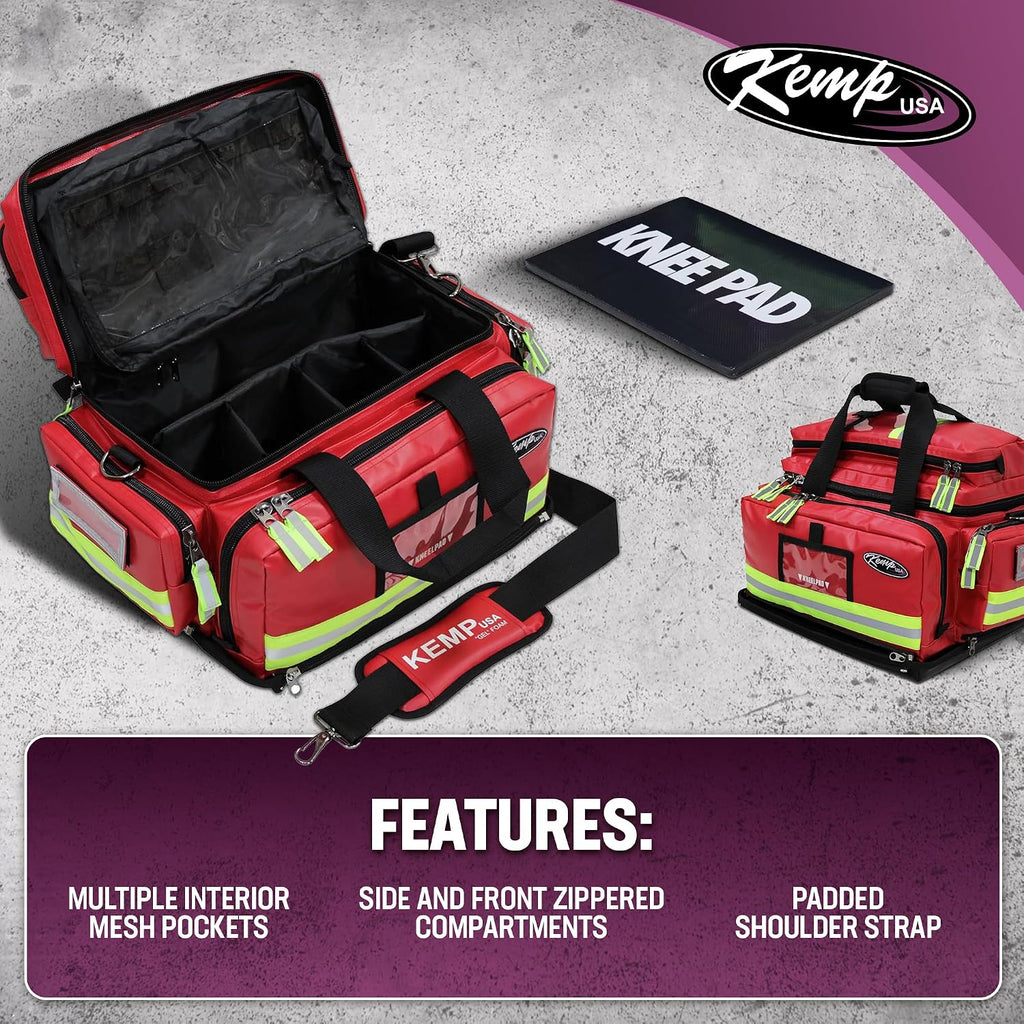 Kemp USA Premium Professional Trauma Bag for Emergency Medical Services (EMS), Fluid-Resistant Tarpaulin Construction