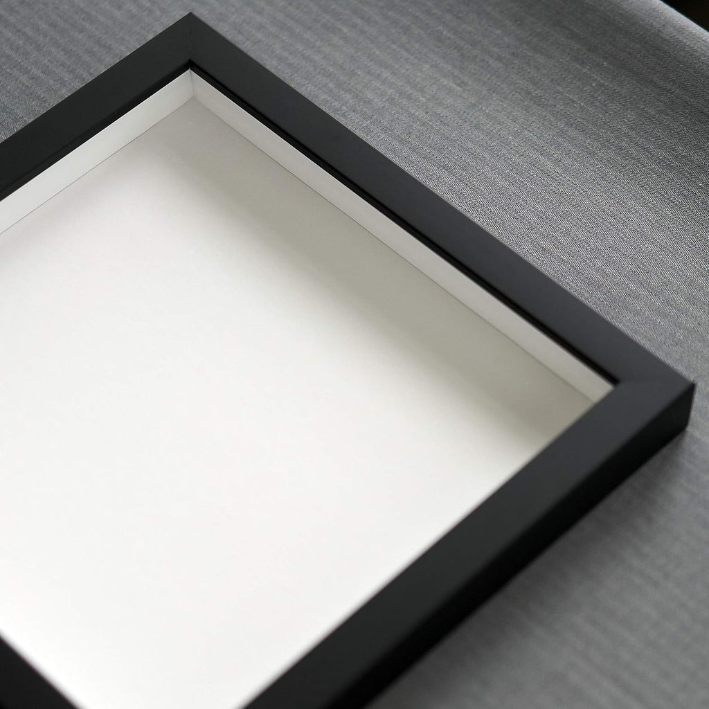 29x26 Shadow Box Black Solid Wood Display Frame with White Acid-Free Backing UV Acrylic & Hanging Hardware - with 3/4' Usable Depth