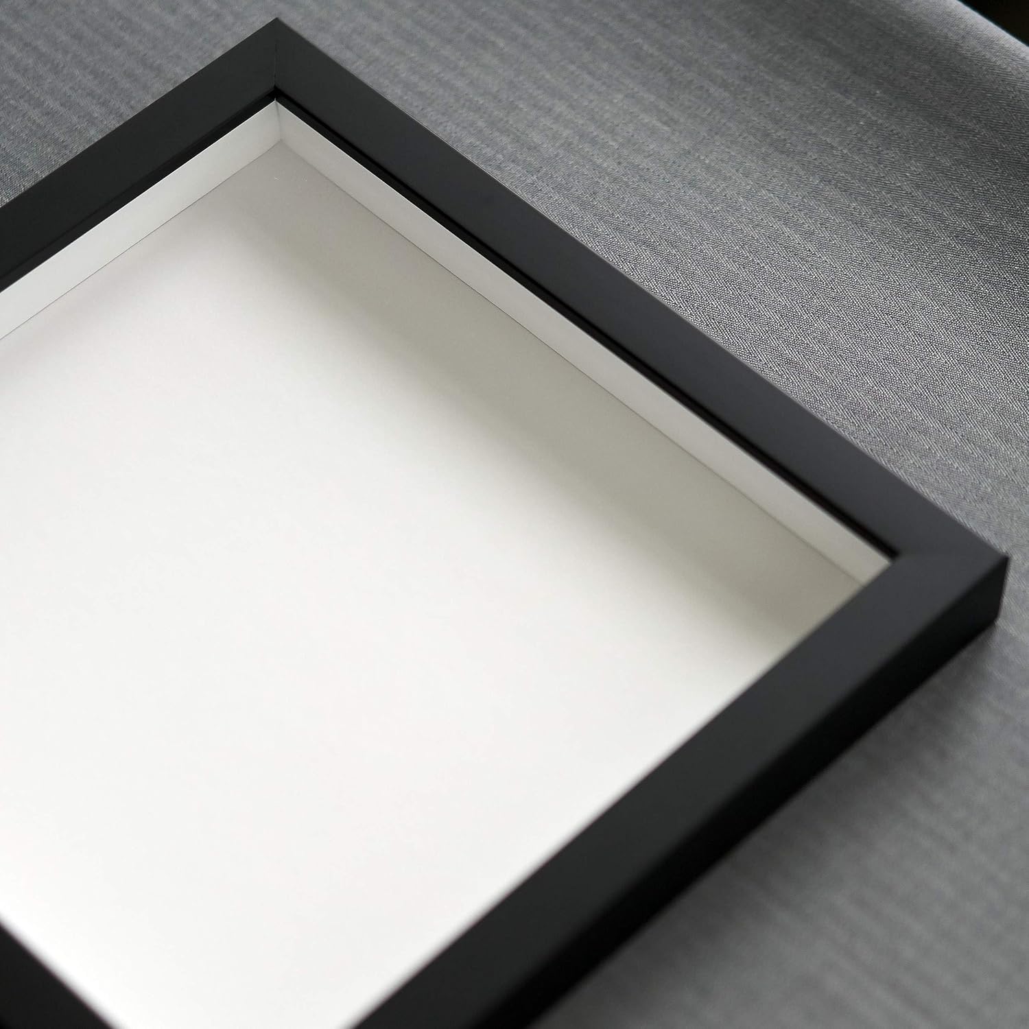 24x36 Shadow Box Black Solid Wood Display Frame with White Acid-Free Backing UV Acrylic & Hanging Hardware - with 3/4' Usable Depth