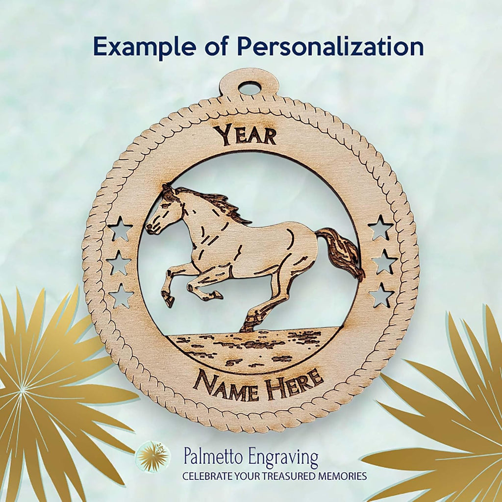 10PK Personalized Rearing Horse Ornaments, Equestrian Keepsakes, Holiday Decor for Horse Lovers