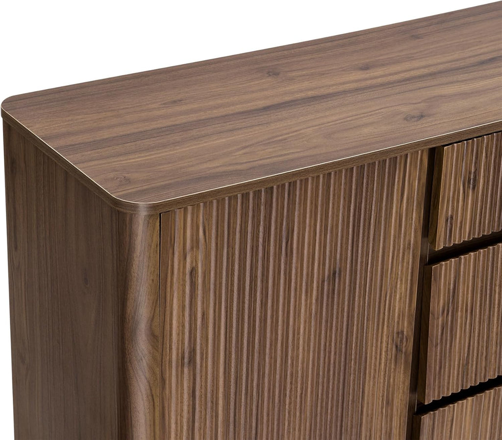 CHITA 62' Sideboard Buffet Cabinet with Storage, Living Room Accent Cabinet with Drawers, Doors and Adjustable Shelves, for Bar, Kitchen, Walnut