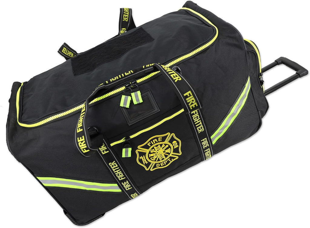 Lightning X Premium Rolling Firefighter Turnout Bunker Gear Bag w/Wheels, Retractable Handle, Fully Molded 3 Colors