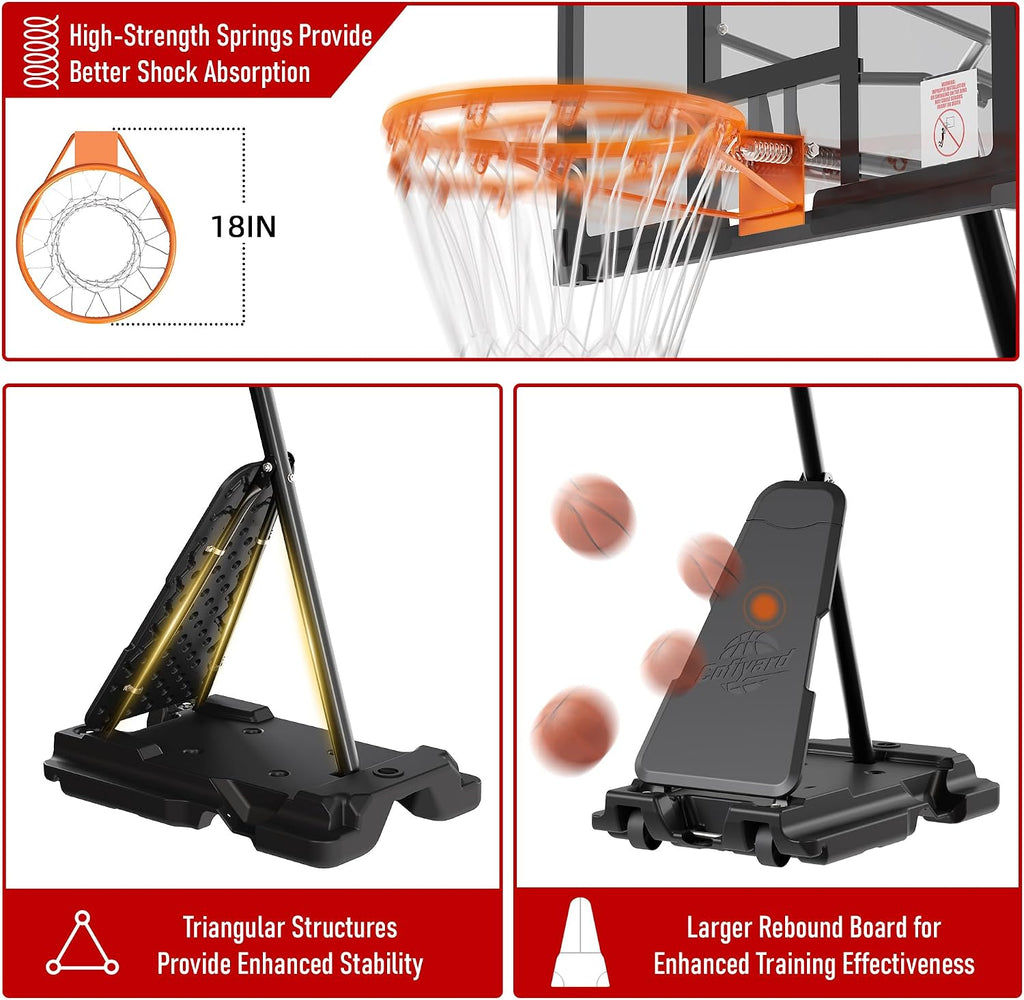 Cofiyard Basketball Hoop Outdoor with 44&48&54In Shatterproof Backboard, 5.25-10FT Height Portable Basketball Hoop with Sandbag, Adjustable Basketball Goal System