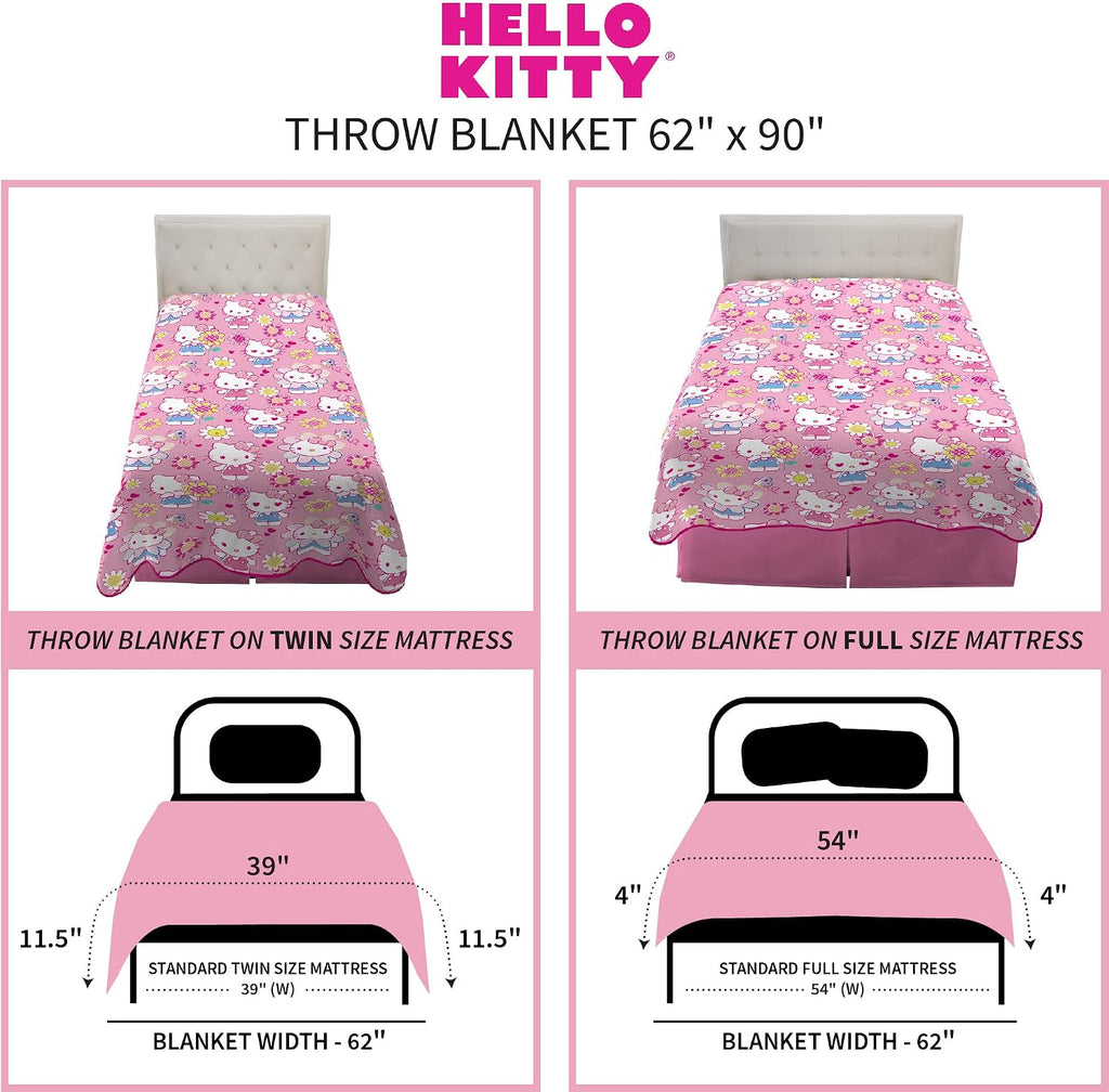 Franco Kids Bedding Super Soft Plush Throw Blanket, 62 in x 90 in, Hello Kitty (Pack of 6)