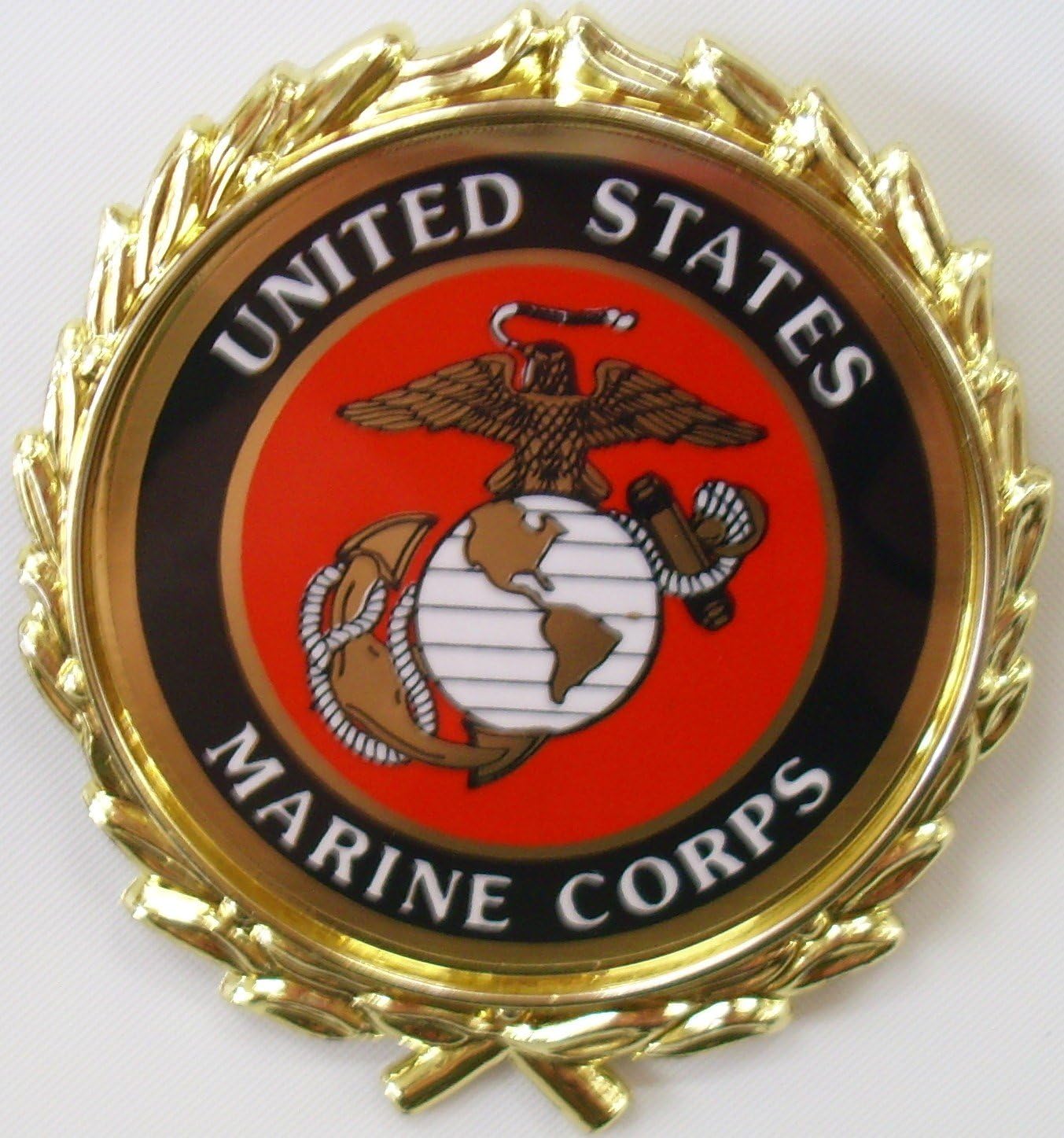 Military 3x5 Flag & Medal Display Case - Shadow Box for 3x5 Flag (USMC Emblem / Red Velvet)