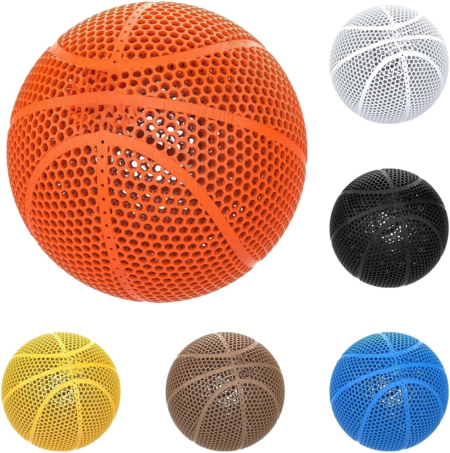 YHNNH Airless Basketball 3D Printed Silent Basketball Indoor Outdoor Durable Performance Quiet Basketballs Gift for Friends