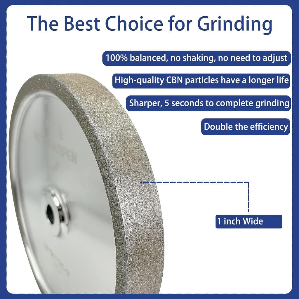 CBN Grinding Wheel 8 inch 180&320 Grit,1' Wide,5/8' Arbor,for Sharpening Woodturning and HSS Tools,Suitable for All Kinds of 8-inch Bench Grinders(180&320 Grit)