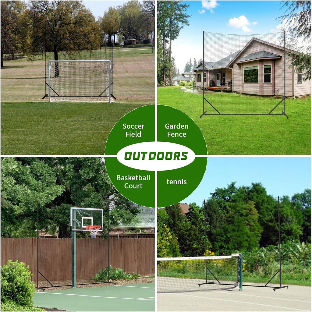 Soccer Ball Stop Netting for Backyard, Multi-Sport Backstop Net Systems with Post, Removable Soccer Net on Wheels, Basketball/Lacrosse Sport Barrier Net