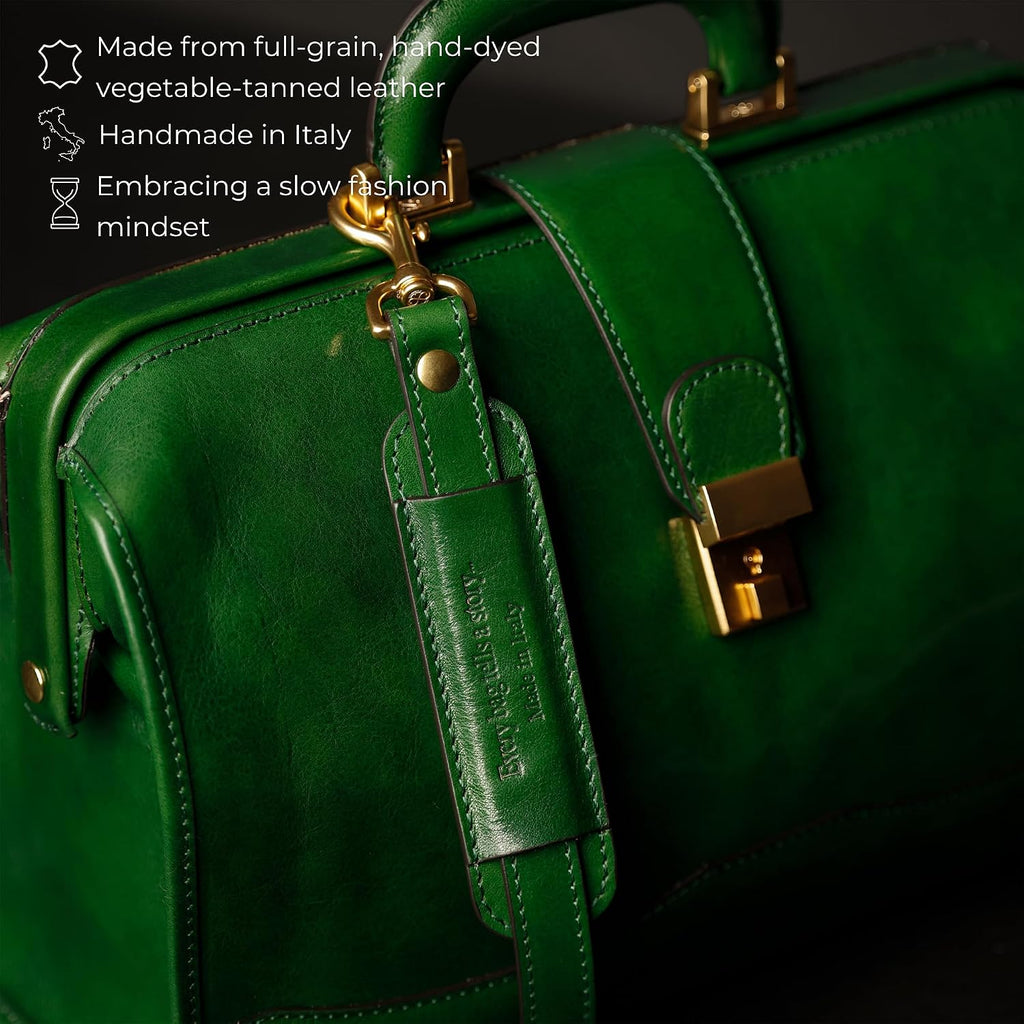 Time Resistance Leather Doctor Bag - Italian Handmade Medical Bag - Vintage Style Handbag - Real Leather Briefcase