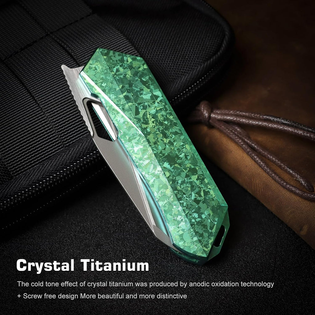 REMETTE RT-Woodpecker Folding Pocket Knife M390 Blade Titanium Handle (Green)