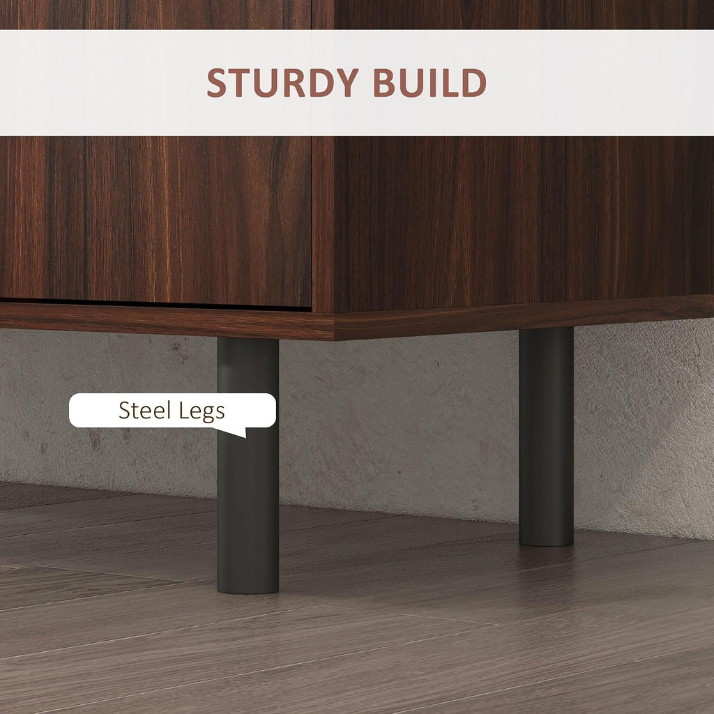 HOMCOM Storage Sideboard, Credenza Cabinet with 2 Cupboards, 3 Drawers and Adjustable Shelves, Buffet Table for Living Room, Entryway, Brown 839-545V01BN