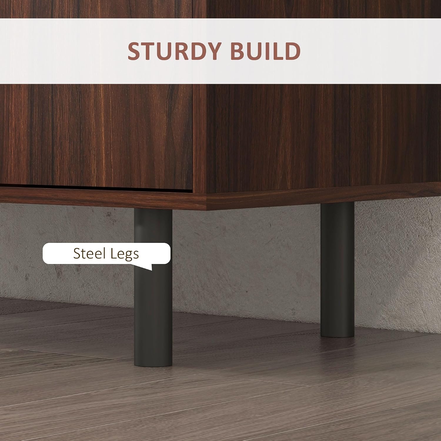 HOMCOM Storage Sideboard, Credenza Cabinet with 2 Cupboards, 3 Drawers and Adjustable Shelves, Buffet Table for Living Room, Entryway, Brown 839-545V01BN