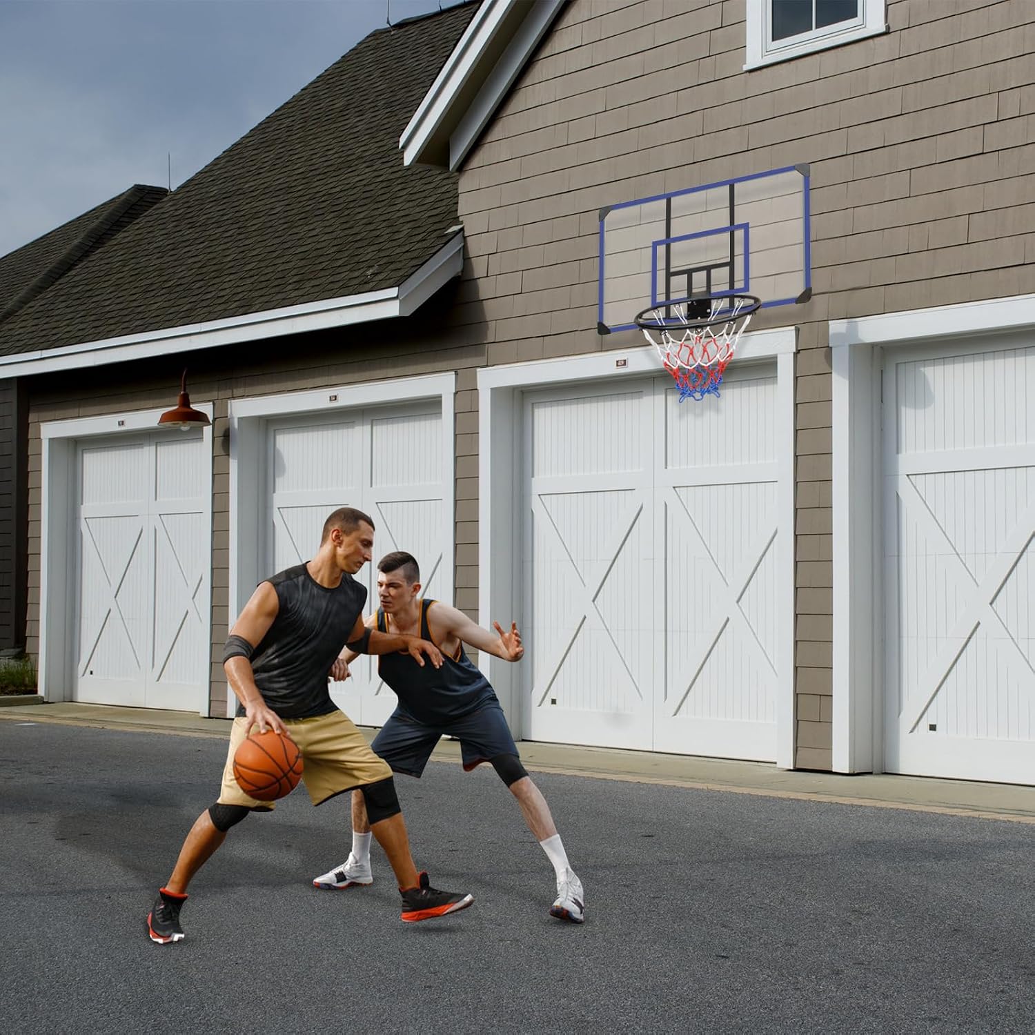 Wall-Mounted Basketball Hoop, 45 'x 29' shatterproof Back, Folding, Durable Hoop and All-Weather net for Indoor and Outdoor use