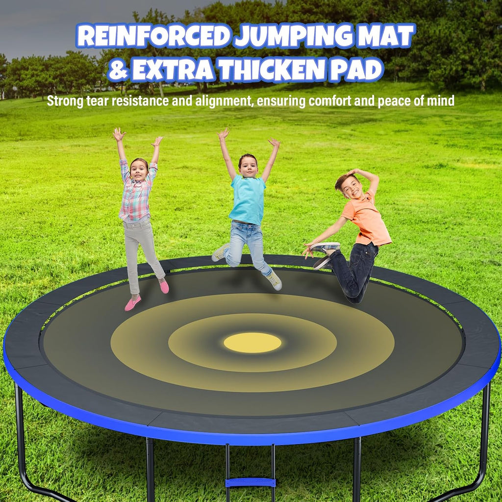 Kiivakii Trampoline 8FT 10FT 12FT 14FT 16FT, Outdoor Trampolines for Kids and Adults, Recreational Trampoline with Enclosure Net & Ladder, Round Trampolines ASTM Approved