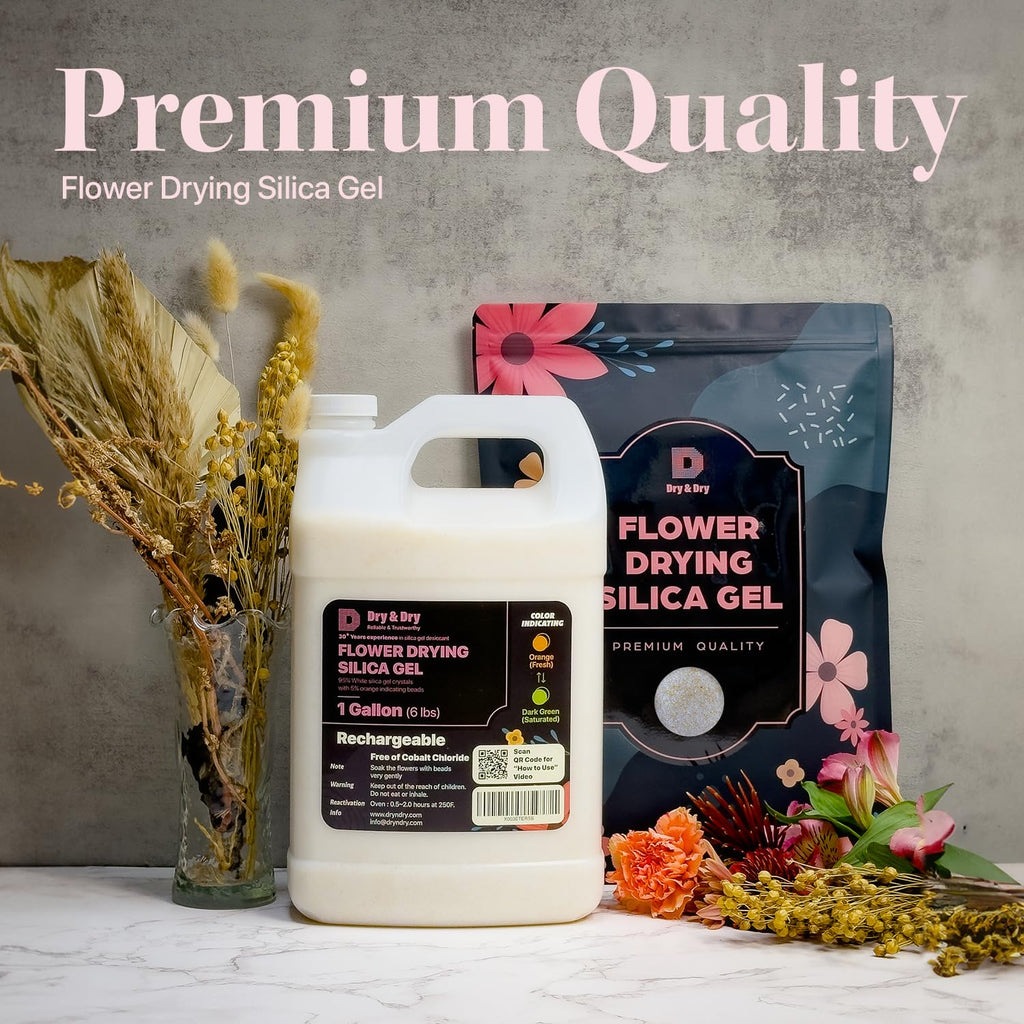 Dry & Dry (8 Gallon-NET 48 LBS) Color Indicating Premium Silica Gel Flower Drying Desiccant - Flower Drying Silica Gel Desiccant(48 LBS Reusable) Silica Gel