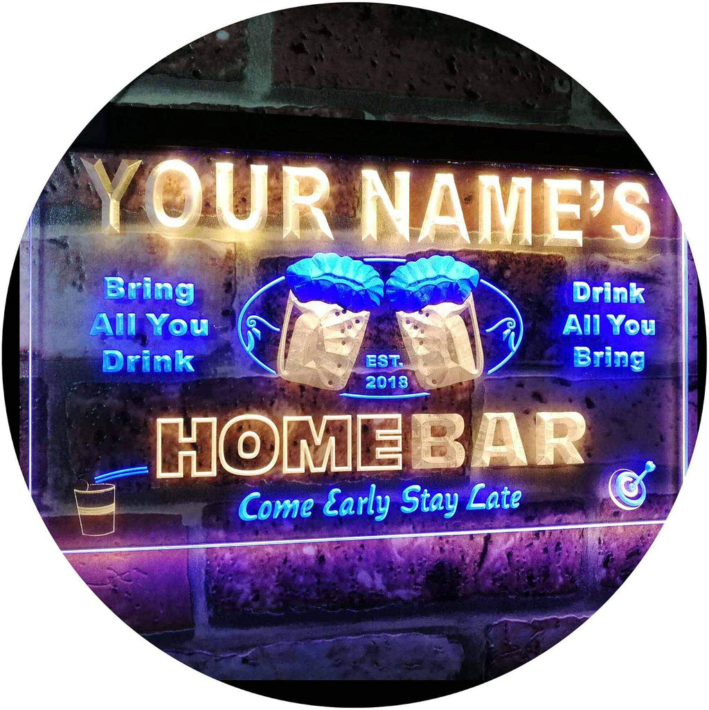 ADVPRO Personalized Your Name Custom Home Bar Beer Est. Year Dual Color LED Neon Sign Blue & Yellow 24 x 16 Inches st6s64-p-tm-by