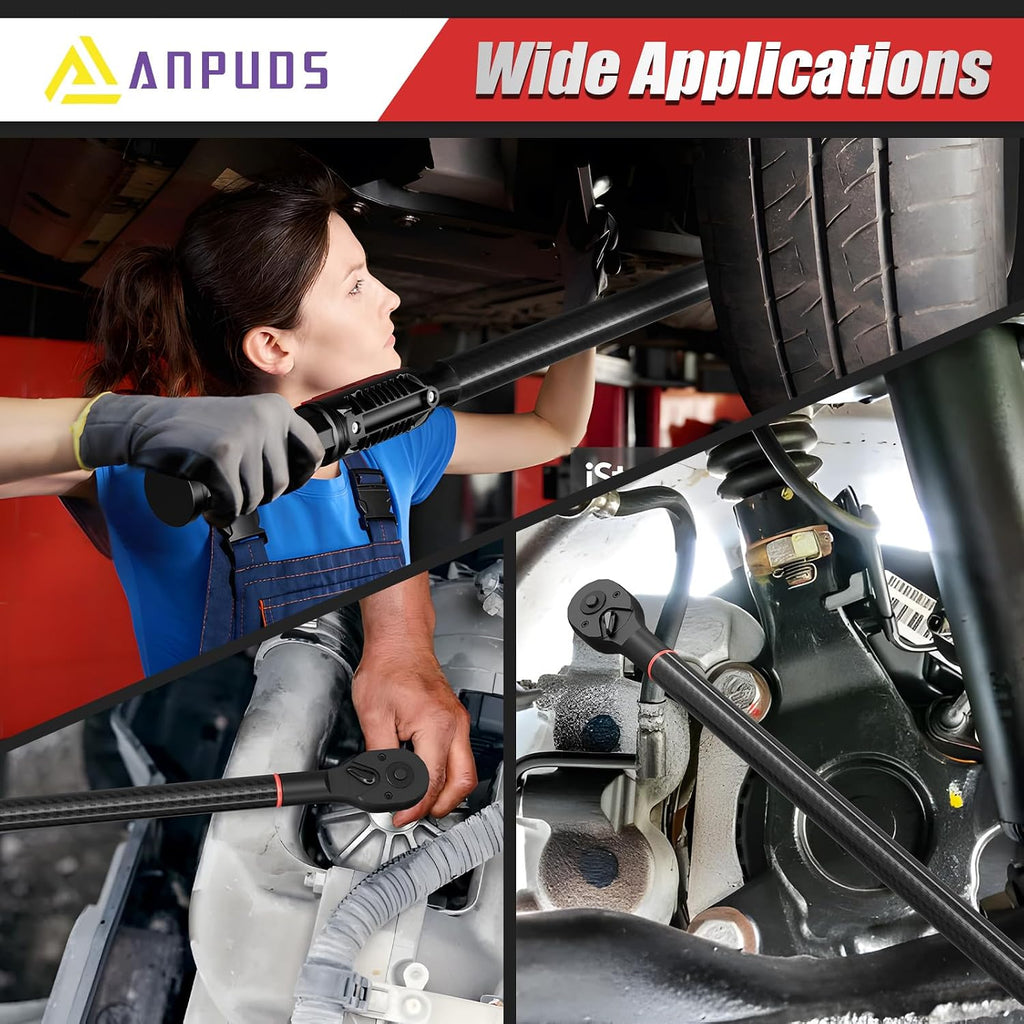 ANPUDS Digital Torque Wrench 3/4' Drive, 6.6-442.9 Ft.lb/9-600Nm, Carbon Fiber Tube, ±1% Accuracy, Heavy Duty Precision Torque Wrench Digital for Automotive, Trucks, Industrial & Mechanical Repairs