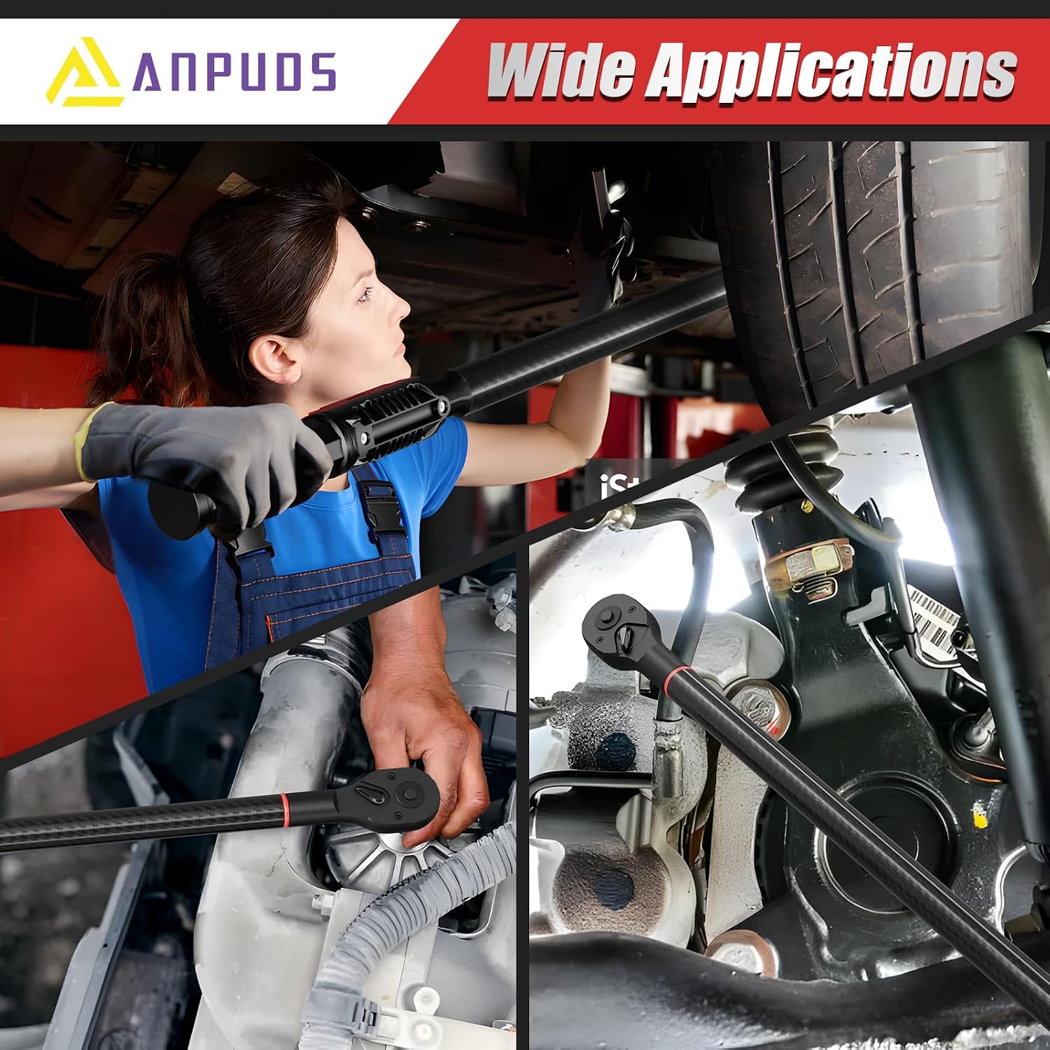 ANPUDS Digital Torque Wrench 3/4' Drive, 6.6-442.9 Ft.lb/9-600Nm, Carbon Fiber Tube, ±1% Accuracy, Heavy Duty Precision Torque Wrench Digital for Automotive, Trucks, Industrial & Mechanical Repairs