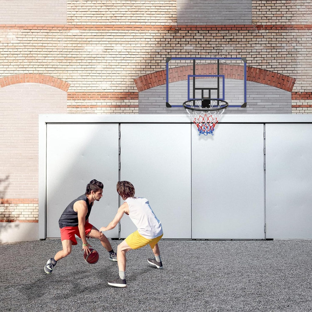 Wall-Mounted Basketball Hoop, 45 'x 29' shatterproof Back, Folding, Durable Hoop and All-Weather net for Indoor and Outdoor use