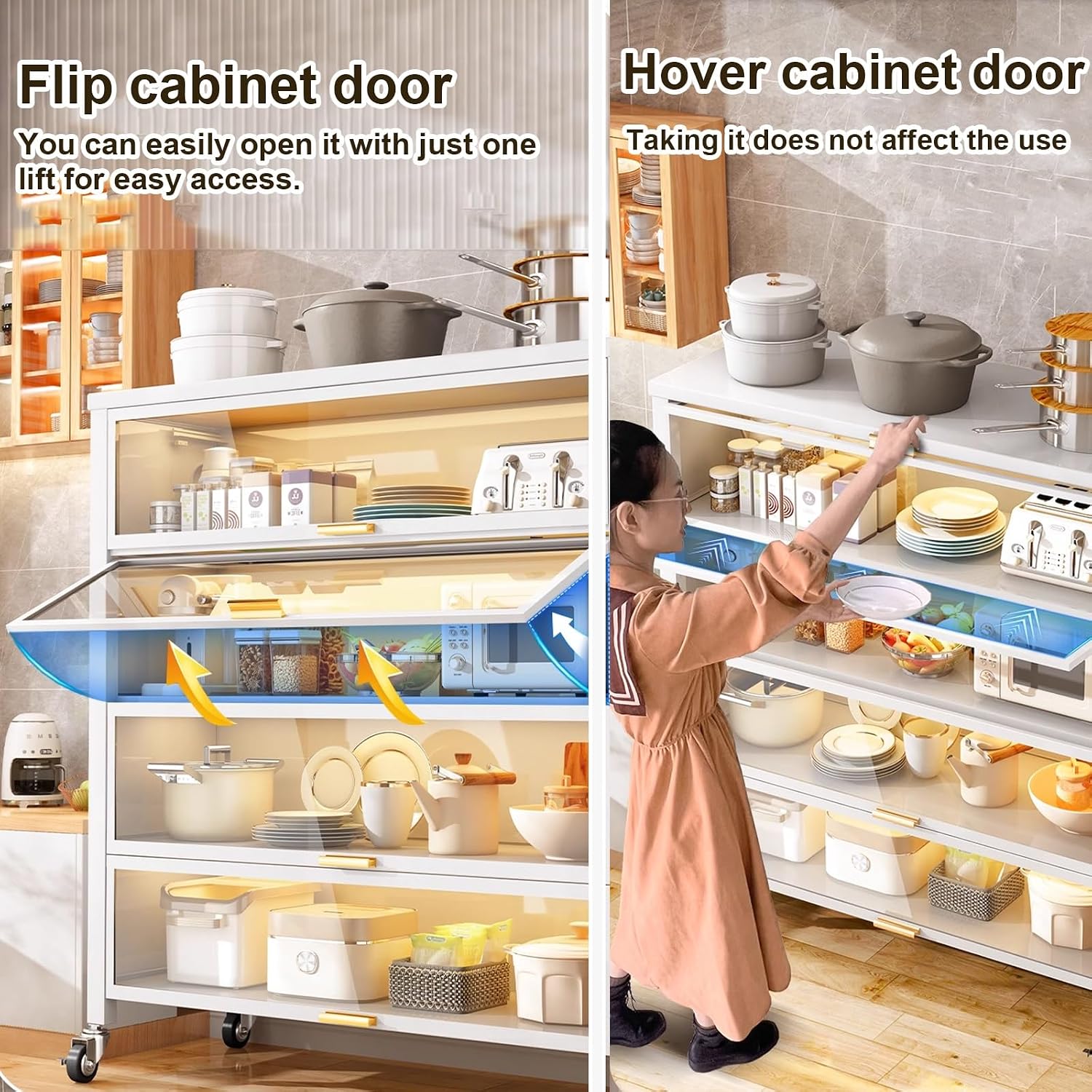 White Bakers Rack with 4 Layers, Kitchen Storage Cabinet & Microwave Stand, Coffee Bar Station for Home, Office, Pantry & Garage - 80cm/31in, Space-Saving Design