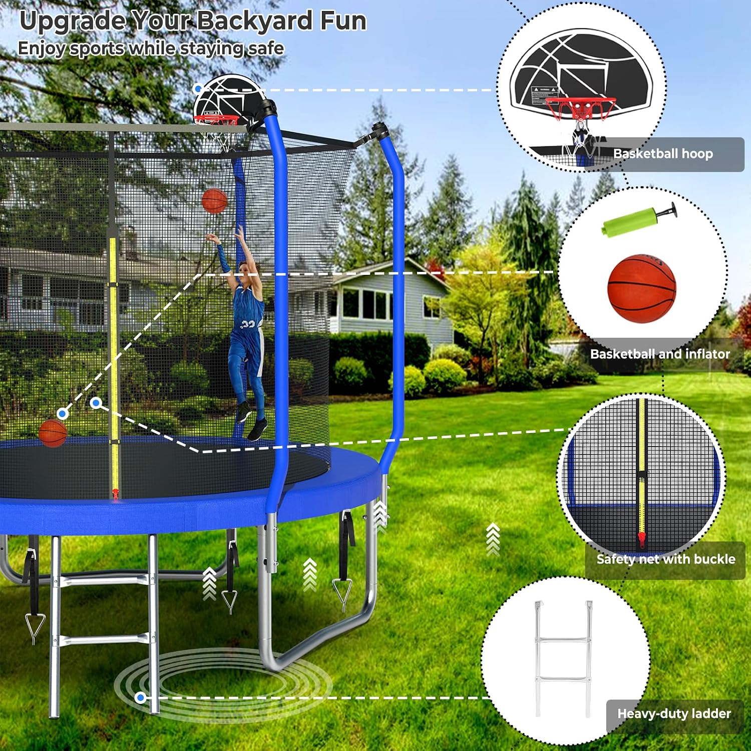 Lyromix Upgraded 16FT Trampoline for Kids and Adults