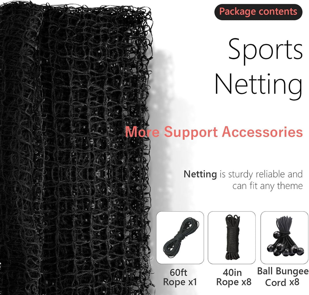 Storgem Baseball Softball Backstop Nets, Sports Netting, Sports Barrier Netting, Heavy Duty Sports Nets Netting Knotless for Playing Field, Backyard or Garage