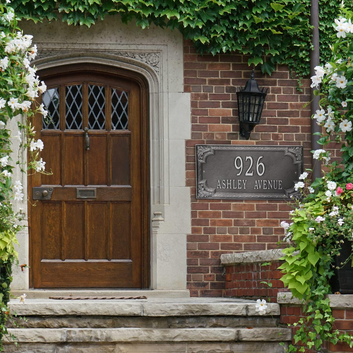 Whitehall Personalized Cast Metal Address plaque - The Penbrook Extra Grande sign. Made in the USA. Display your address Custom house number sign.
