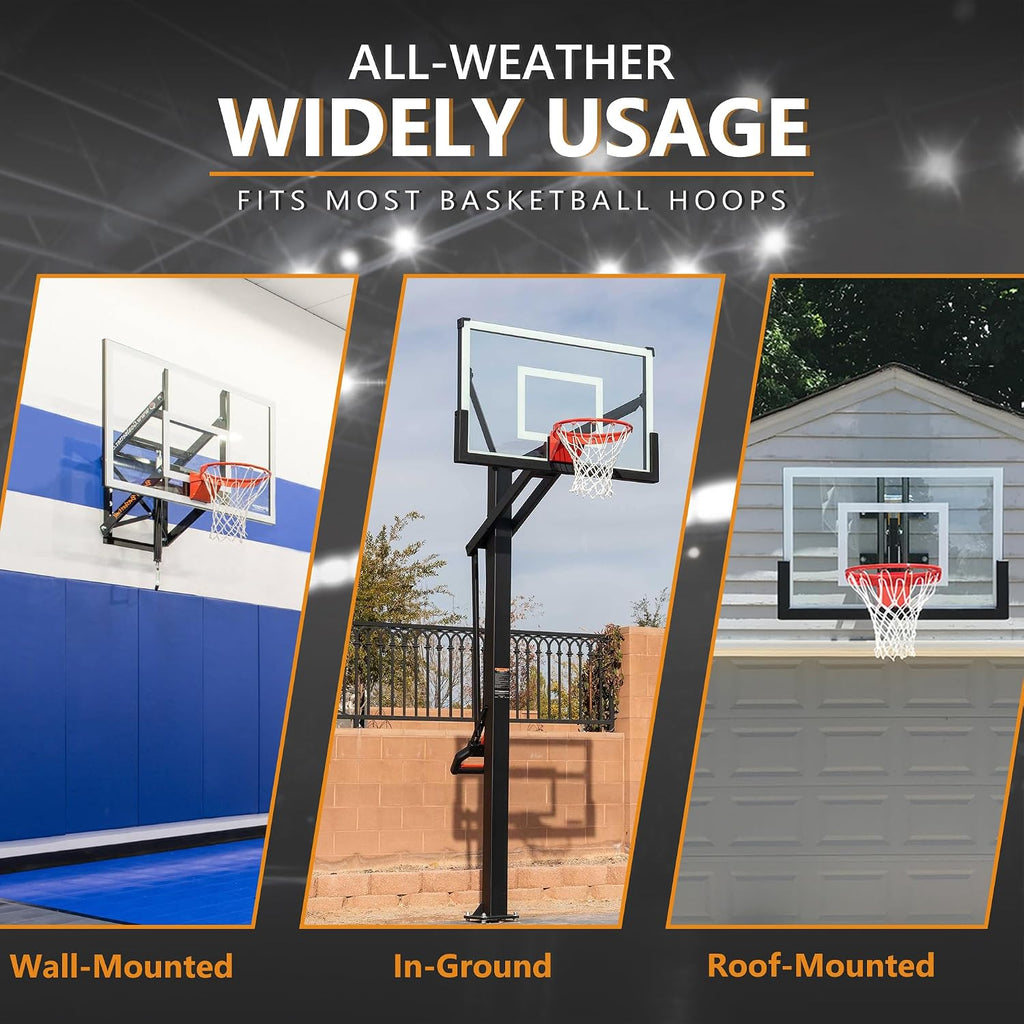 Basketball Rim Replacement, Heavy Duty Breakaway Rim and Net, Universal 18' Professional Double-Spring Solid Steel Backboard Rims Fits In-Ground and Wall-Mounted Basketball Hoops Indoor Outdoor