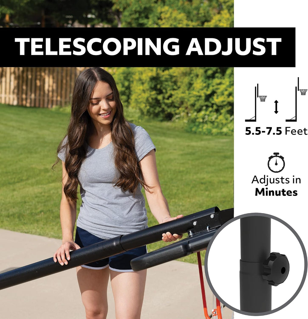 Lifetime Height Adjustable Portable Basketball Hoop, 44 Inch Impact Backboard, Black