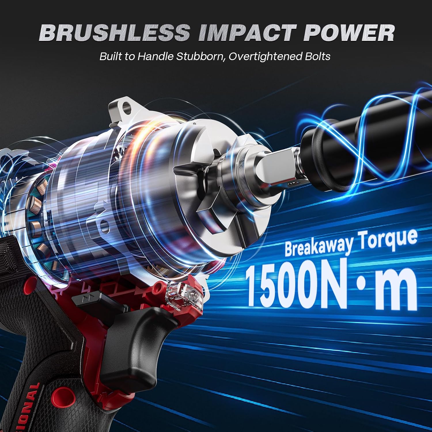 ARCCAPTAIN Cordless Impact Wrench, 1500N.m (1106Ft-lbs) 1/2' High Torque Impact Gun, 15C High-Rate 2x4.0Ah Batteries, 20V Power Impact Driver, Supports Up to 40mm Socket for Heavy Truck/Car/Pickup