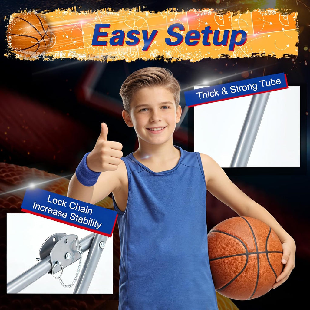Arcade Basketball Game, Dual Shot Electronic Basketball Game with 8 Game Modes, LCD Score Display, and 4 Rubber Balls, Indoor Basketball Arcade Game for Home