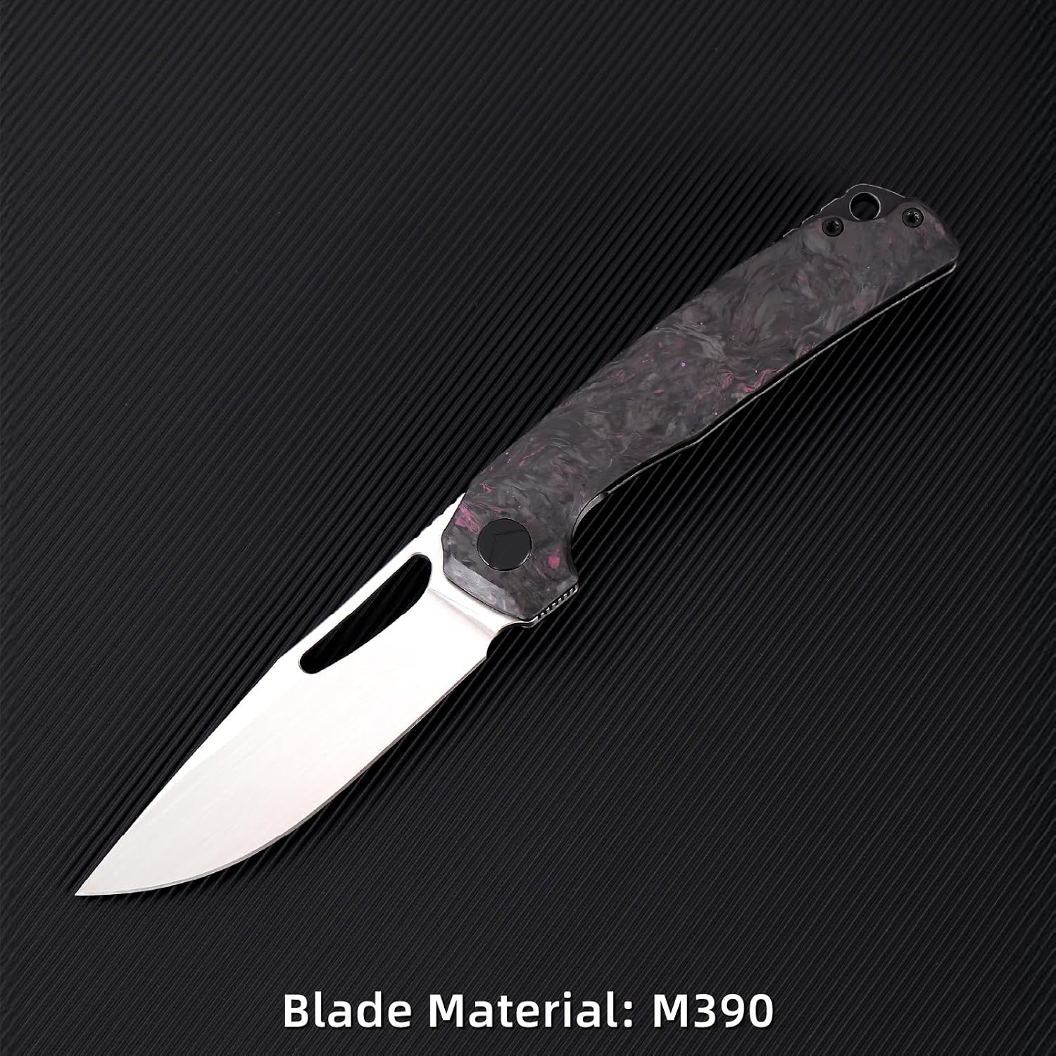 Pocket Knife, 3.5' M390 Blade Folding Knife Hunting Knife Survival Knife with Pocket Clip, EDC Knives for Hunting Camping Survival Outdoor Fishing Hiking (Purple&Black)