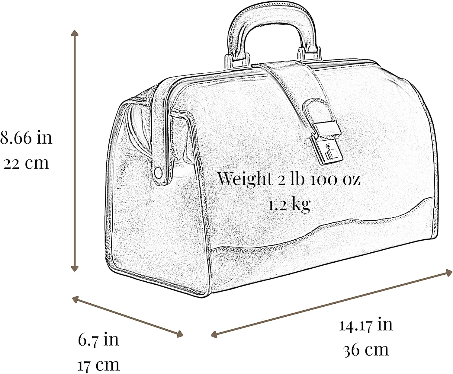 Time Resistance Leather Doctor Bag - Italian Handmade Medical Bag - Vintage Style Handbag - Real Leather Briefcase