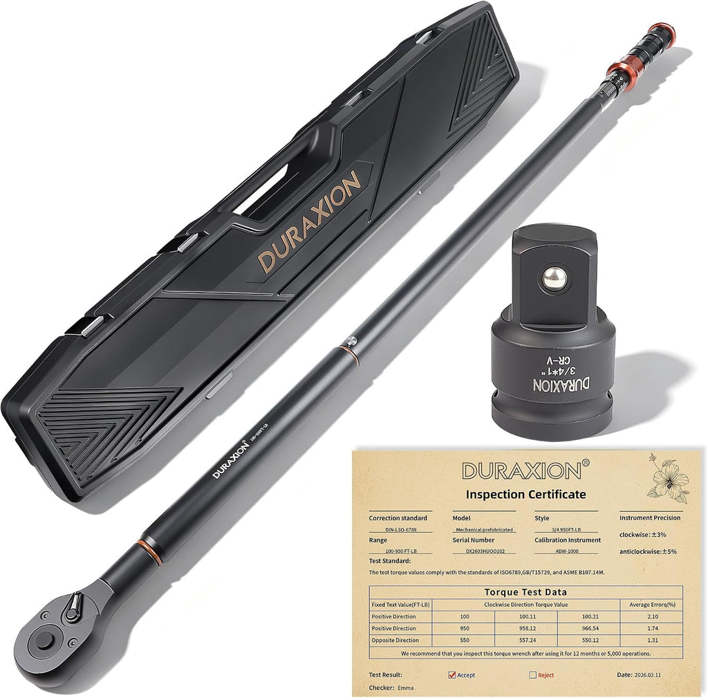 Torque Wrench 3/4' Dual Range Scales 100-950ft.lb/135.58-1288.03Nm, ±3% Precision, 48 tooth Dual-direction Torque Wrenchs for Car, Truck Maintenance and Product Assembly