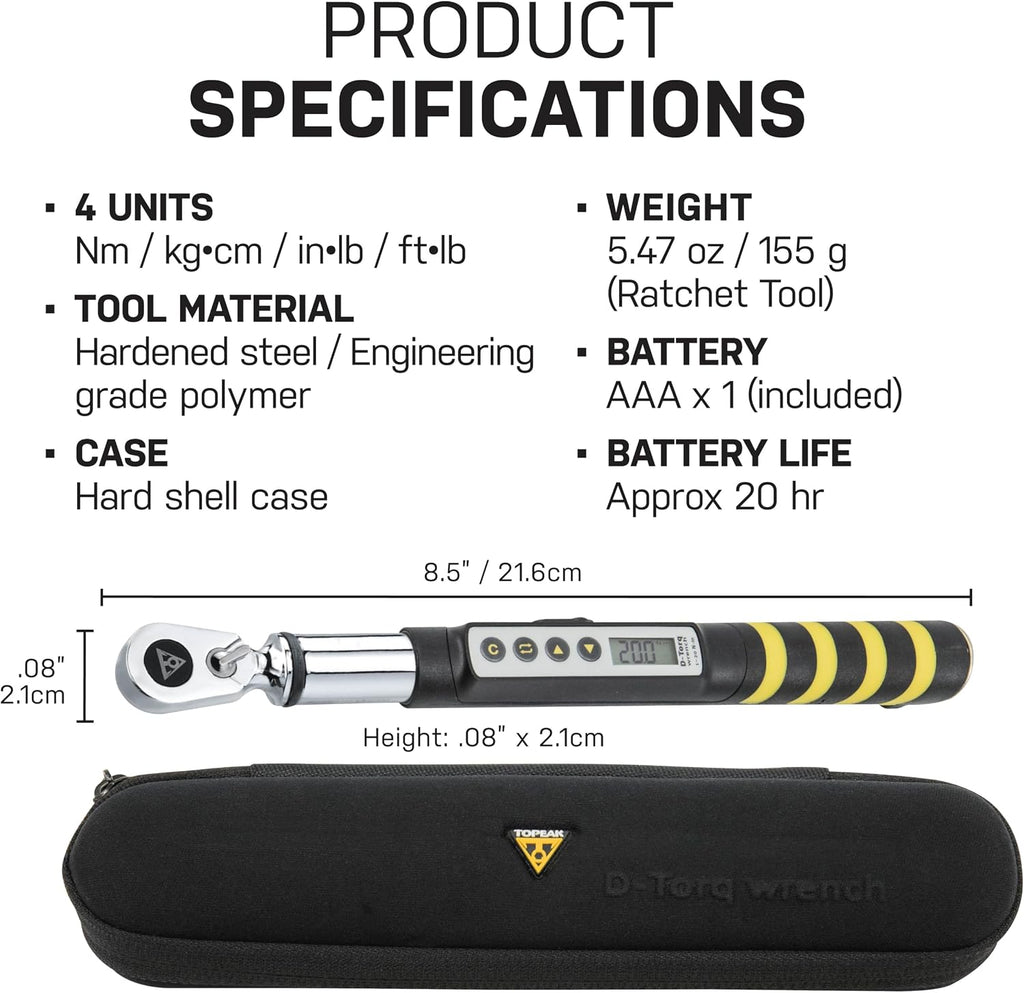 TOPEAK D-Torq Digital Bike Torque Wrench, Silver, Grey