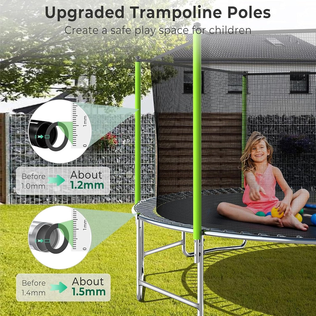 Lyromix Upgraded 16FT 15FT 14FT 12FT 10FT 8FT Trampoline Outdoor with Basketball Hoop and Net, Capacity for 4-6 Kids and Adults