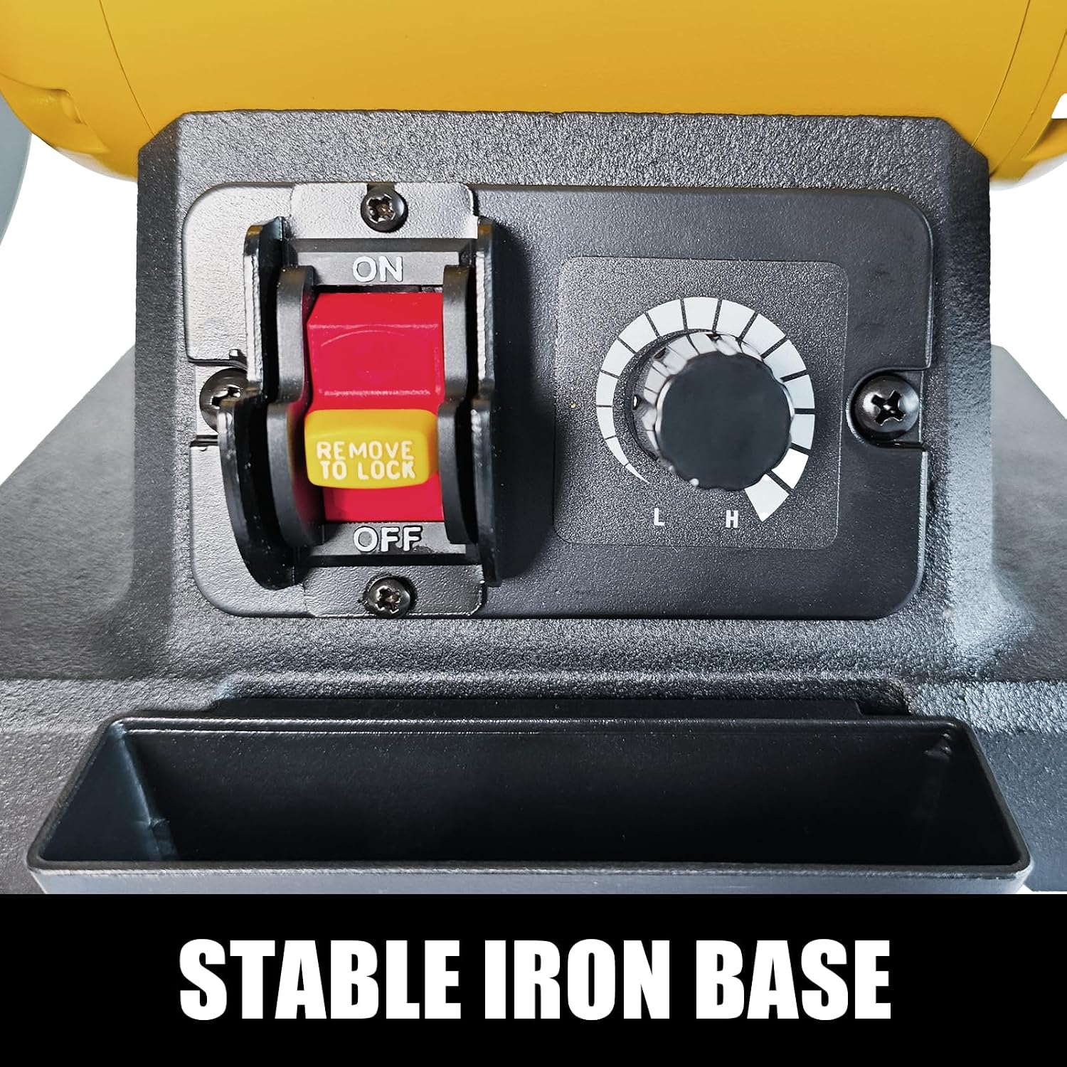 Woodskil 6 Inch Variable Speed Bench Grinder, 2000–3400 RPM Adjustable Speed, 2.5A Motor, Dual Grinding Wheels 36 & 60 Grit, Adjustable Tool Rest, Eye Shield for Sharpening Knives, Tools, Metal