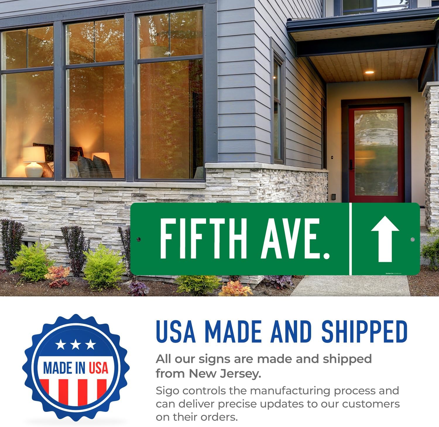 Custom Directional Sign, Personalized Direction Arrow Sign, 42x12 Inches, ACM, Fade Resistant, Made in USA by Sigo Signs