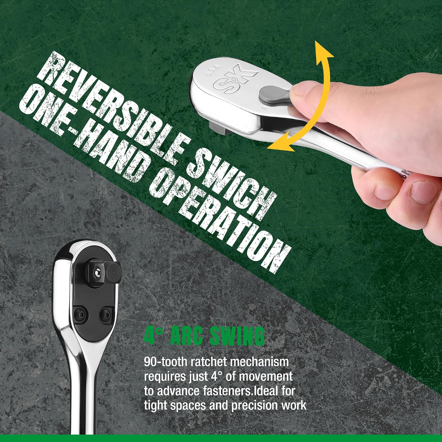 SK Tools USA 1/4', 3/8' & 1/2' Drive, 3 Piece LP90 Teardrop Ratchet Set | 80240