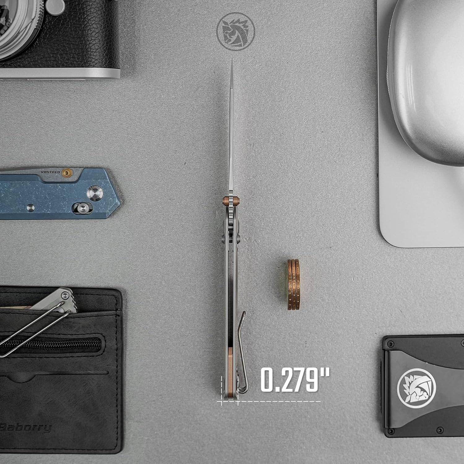 Vosteed Parallel EDC Pocket Knife - 2.90' S35VN Satin & Brushed Blade, Reverse Tanto - Crossbar Lock, Arctic Crackle Titanium Handle - Camping, Hunting Knives - A3509