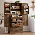 ONBRILL 71' Tall Farmhouse Kitchen Pantry Cabinet with 3 Pull Out Shelves & 2 Large Drawers, Pantry Storage Cabinet with 6 Door Shelf & Adjustable Shelf, Freestanding Cupboard for Kitchen, Dining Room