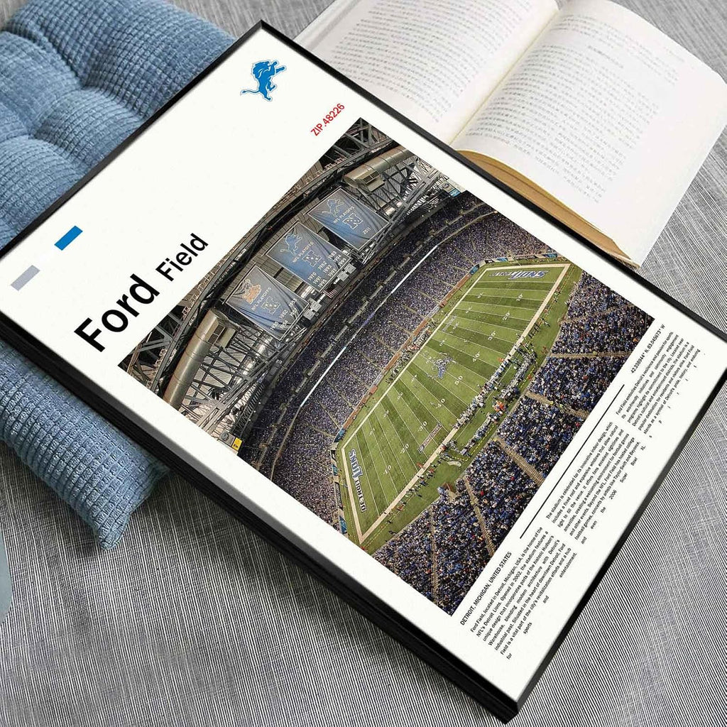 (Metal Frame 24'x36') FordField Canvas Print – Detroit Home Field Wall Art for Lions Fans, Sports poster for Game Room or Man Cave Decor