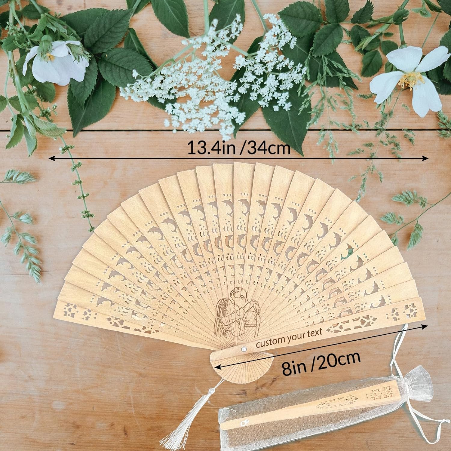 Personalized Wedding Fans Custom Engraved Wedding Party Favors with Photo Bulk 100 Wooden Folding Hand Fan Customized Souvenirs for Guests Him 100pcs