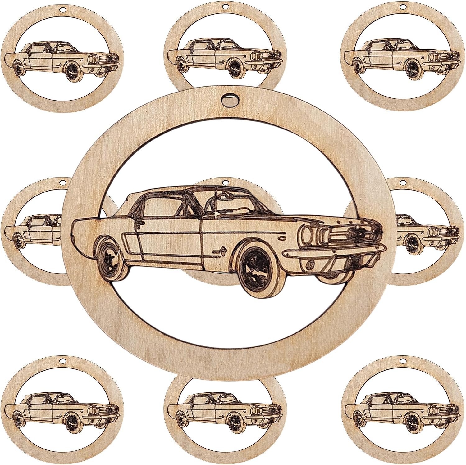 10PK Personalized Classic Mustang Ornament for Christmas Tree, Muscle Car Christmas Ornaments, Vintage Classic Car Christmas Ornament, Unique Automobile Xmas Decorations