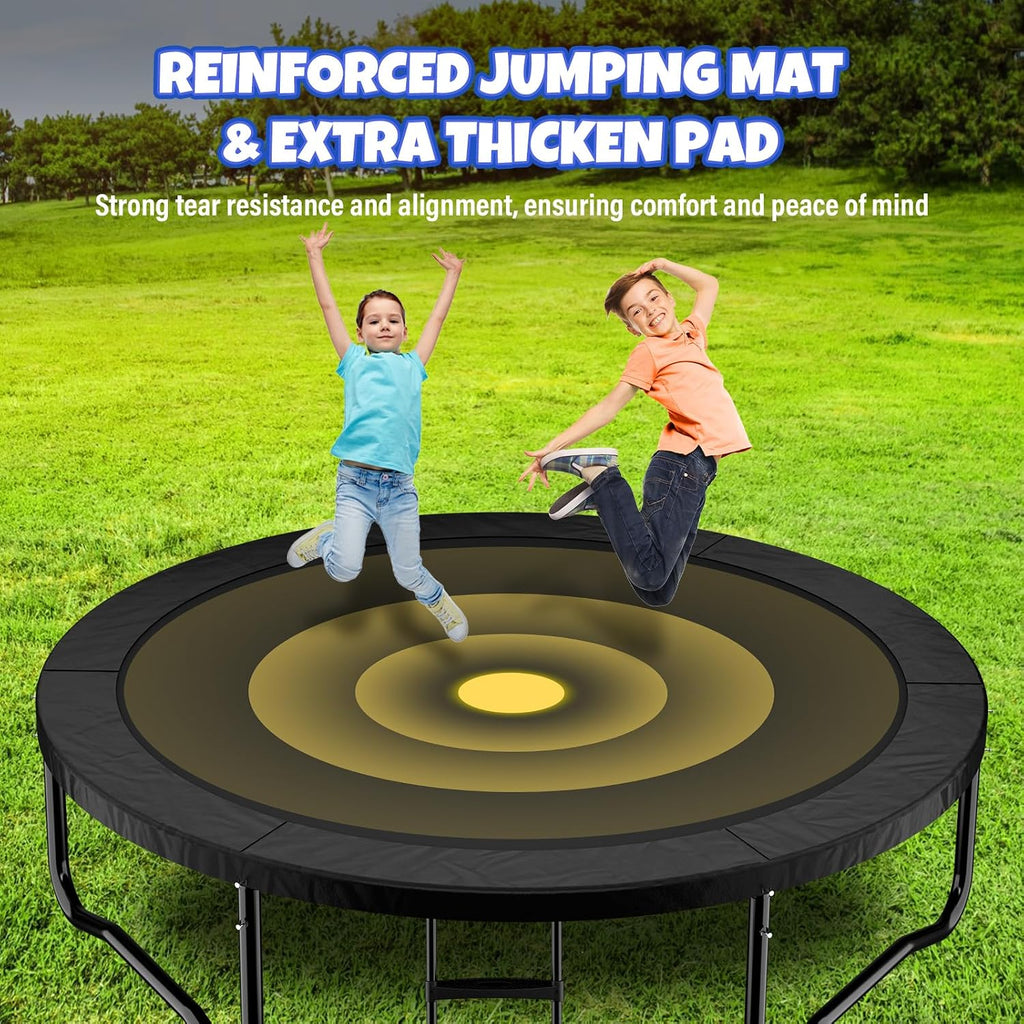 Kiivakii Trampoline 8FT 10FT 12FT 14FT 16FT, Outdoor Trampolines for Kids and Adults, Recreational Trampoline with Enclosure Net & Ladder, Round Trampolines ASTM Approved