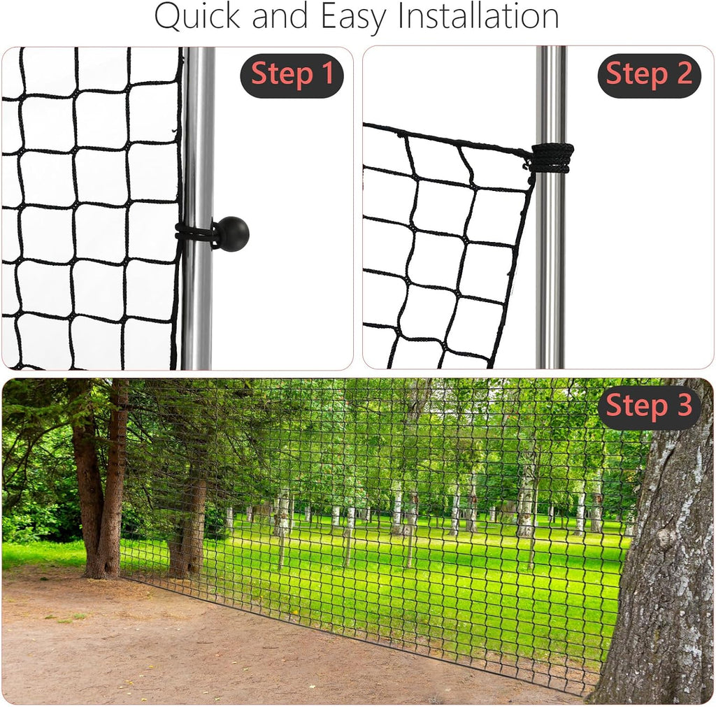 Storgem Baseball Softball Backstop Nets, Sports Netting, Sports Barrier Netting, Heavy Duty Sports Nets Netting Knotless for Playing Field, Backyard or Garage