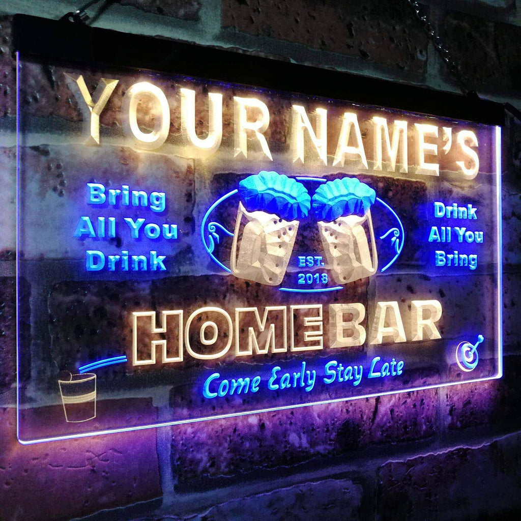 ADVPRO Personalized Your Name Custom Home Bar Beer Est. Year Dual Color LED Neon Sign Blue & Yellow 24 x 16 Inches st6s64-p-tm-by