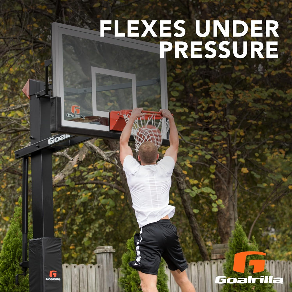 Goalrilla Heavy-Weight Pro-Style Breakaway Basketball Flex Rim with All-Weather Nylon Net and Powder-Coated Rim and Stainless Steel