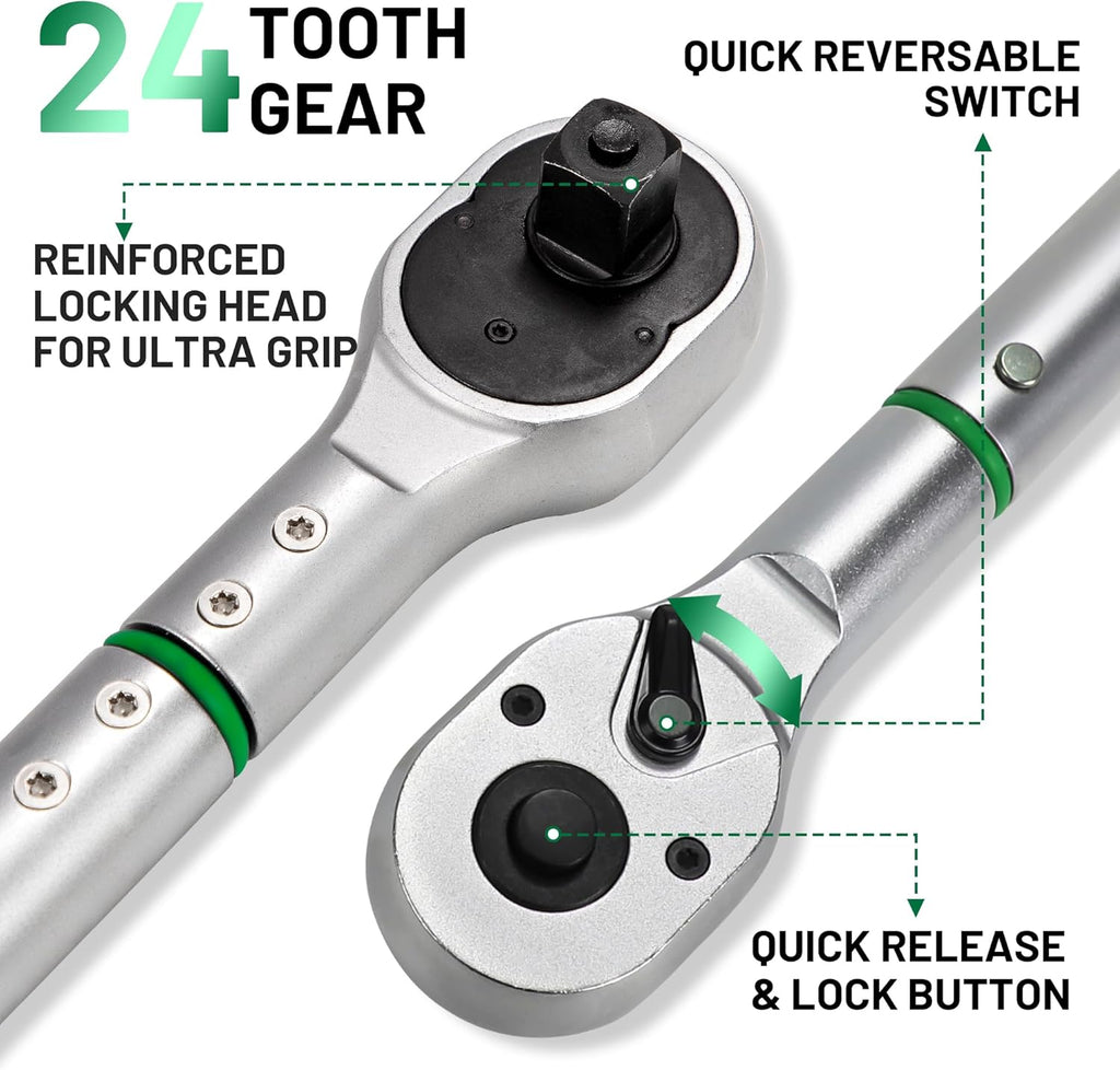 3/4-Inch Drive Click Torque Wrench, Dual-Direction Click Professional Torque Wrench 160-840FT.LB/135-815N.M, Dual Range Scales Graduated in FT.LB and N.M