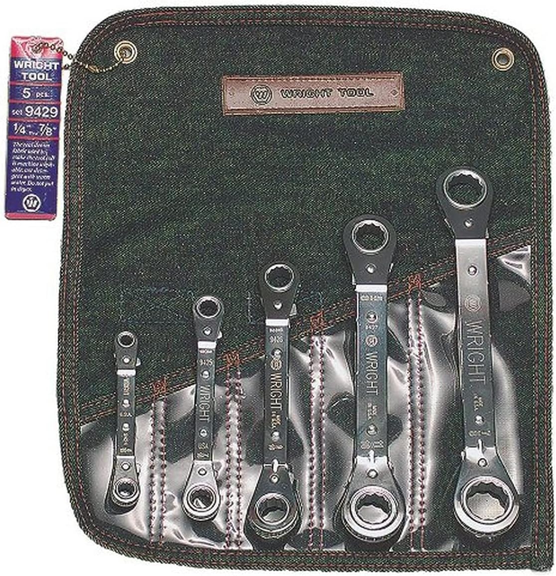 Wright Tool 9429 Ratcheting Box Wrench Set 1/4' - 7/8' (5-Piece),Silver